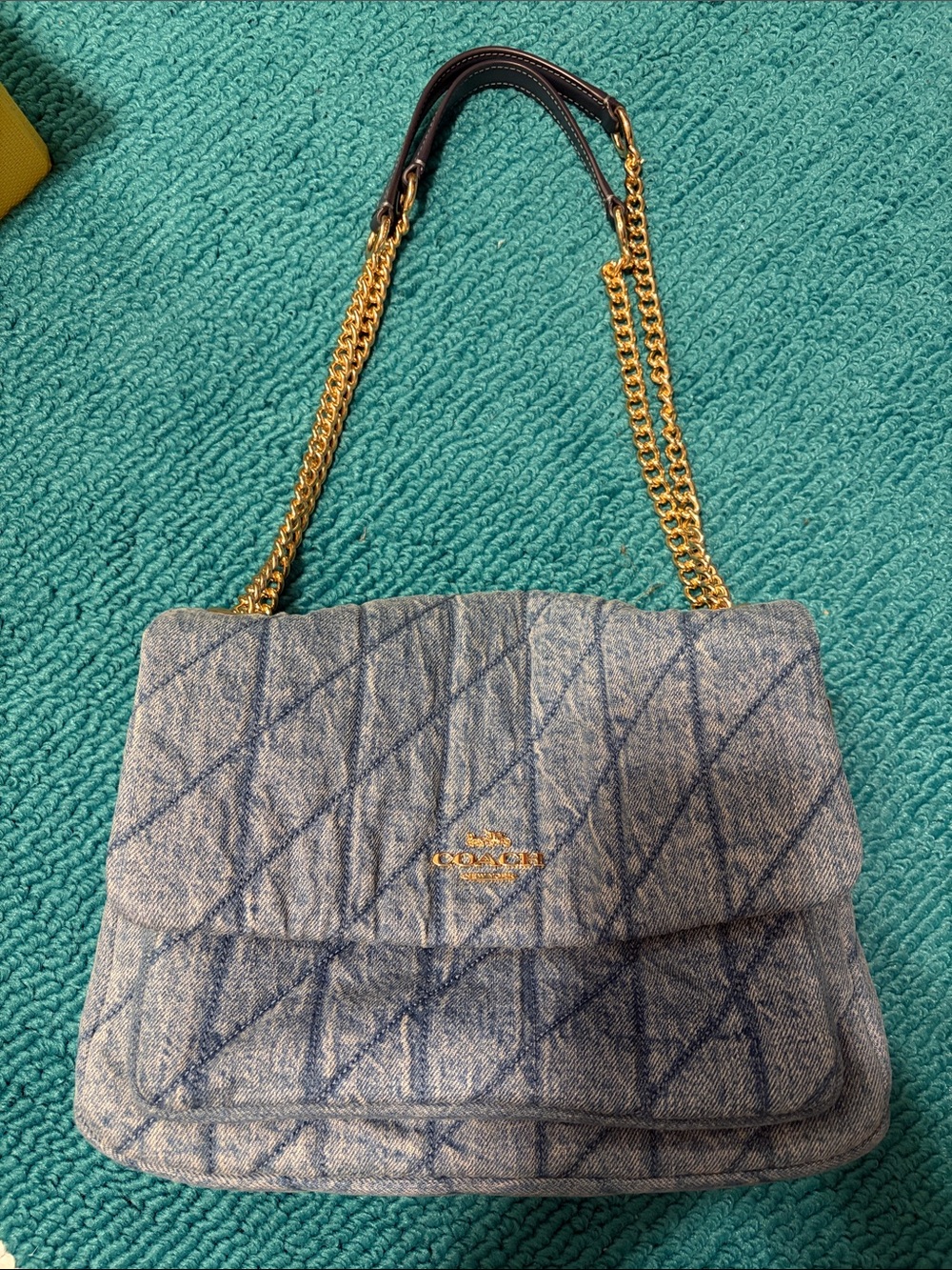 Coach Quilted Blue Denim Elodie